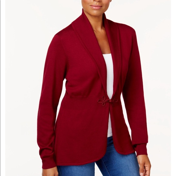Long sleeved clasp front closure sweater - Picture 1 of 2